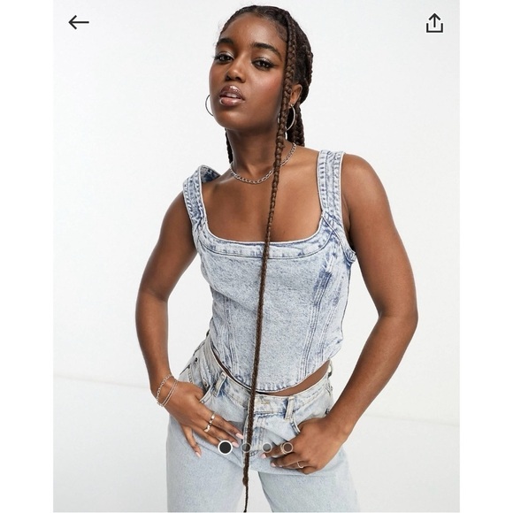 NEW Allsaints Charli denim corset in mid wash - Picture 1 of 9